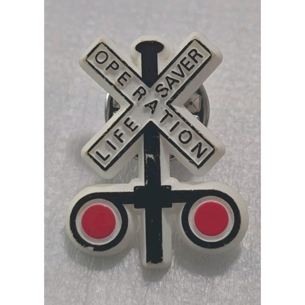 "Operation Lifesaver" Railroad Crossing Lapel Pin